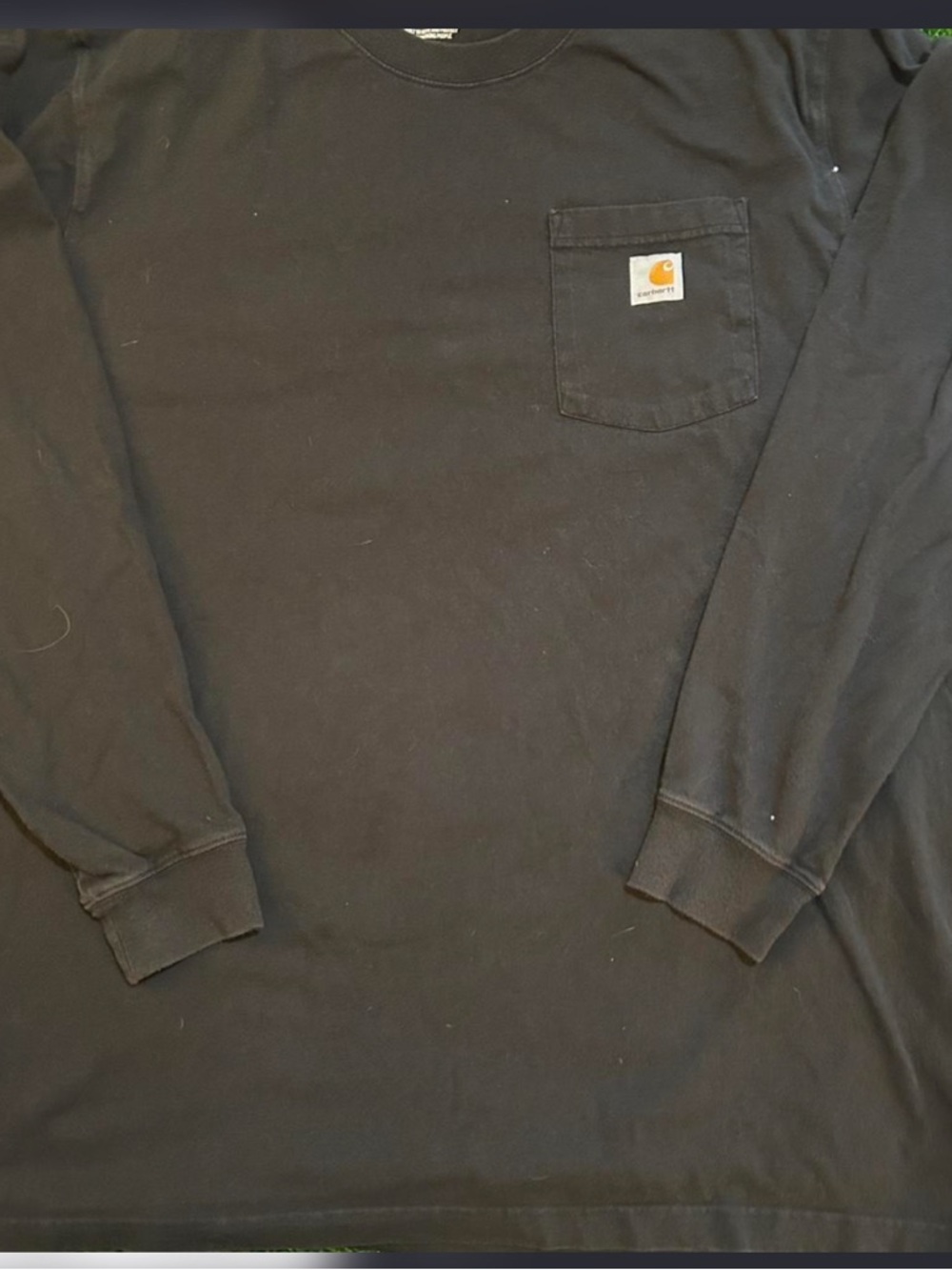 Carhartt Black Long-Sleeve Pocket Tee with Logo Patch